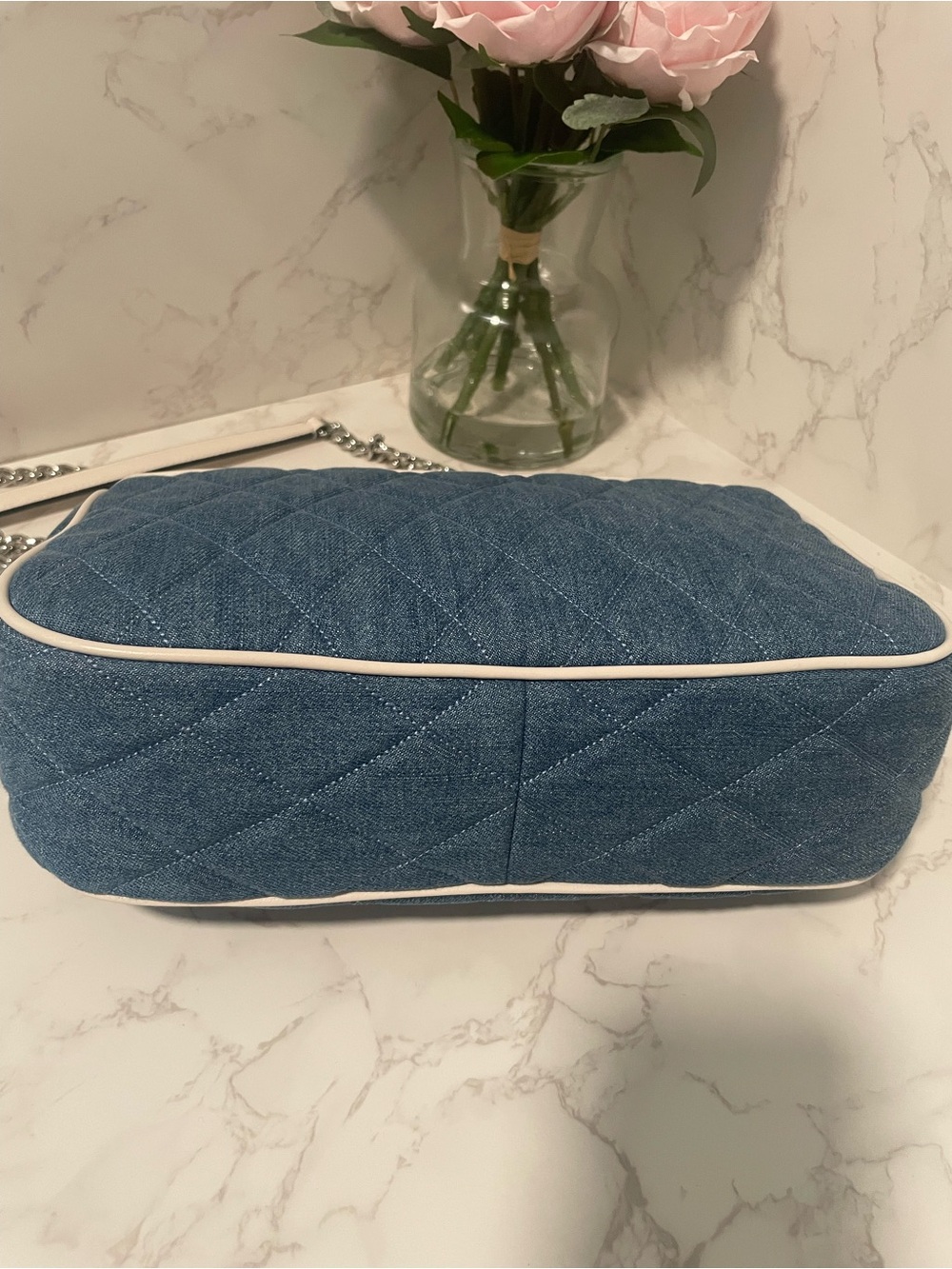 Kate Spade Carey Quilted Denim Medium Flap Shoulder/Crossbody Bag – Blue Multi - Picture 5 of 10